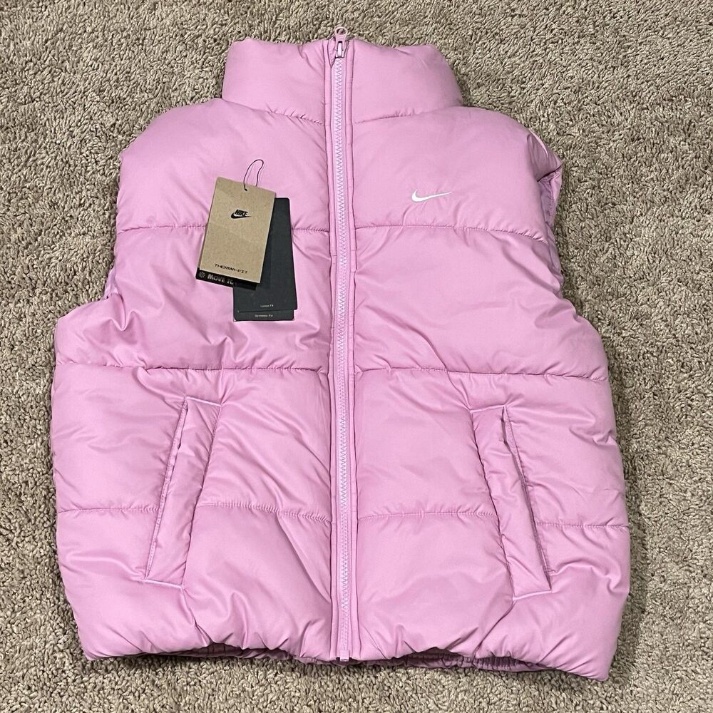 Nike Therma-FIT Women’s Pink Puffer Vest Quilted Insulated Zip Pockets XS